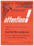Sleeve, 72 GM, Interior, Visor, Instruction, Seat Belt Warning