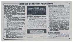 Decal, Engine Starting Instructions, 1974-76 Riviera, GM# 345532