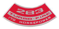 Decal, Air Cleaner, 1964-77 Chevelle & El Camino & MC, 283 Turbo-Fire 170HP