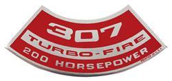 Decal, Air Cleaner, 1964-77 Chevelle & El Camino & MC, 307 Turbo-Fire 200HP