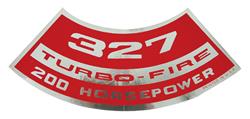 Decal, Air Cleaner, 1964-77 Chevelle & El Camino & MC, 327 Turbo-Fire 200HP