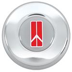 Horn Button, Grant Classic/Challenger Series, Oldsmobile Logo, Chrome w/Gray
