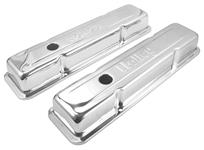 Valve Covers, Holley, SBC, Embossed, OEM Height, Chrome