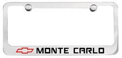License Plate Frame, Designer, 1970-77 Monte Carlo Block w/ Red Bowtie