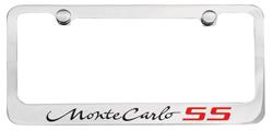 License Plate Frame, Designer, 1970-77 Monte Carlo Script w/ Red SS