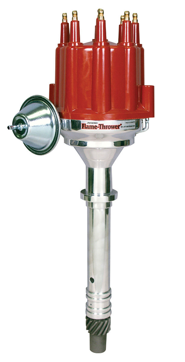 Distributor, Chevy, Billet, Pertronix, Male Terminal, Red, w/ Vacuum