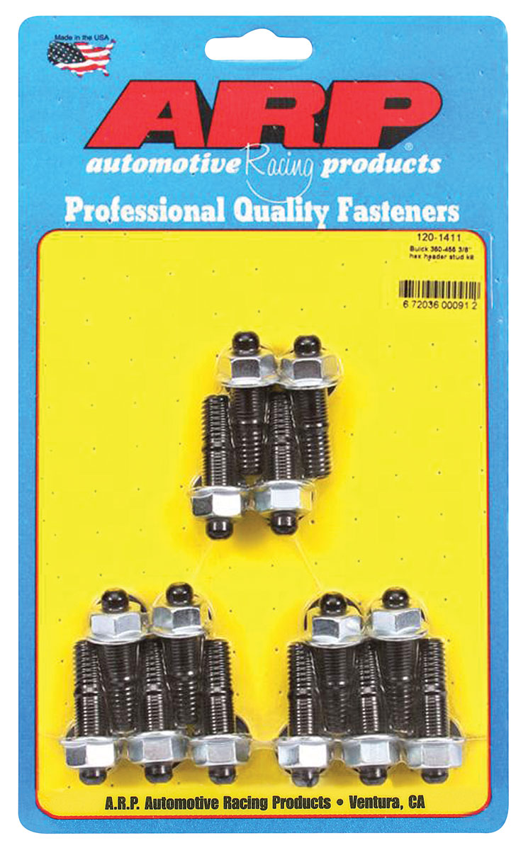 Studs, Header, ARP, Buick, Black, Hex Head