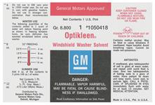 Decal, GM Optikleen Jar, 1959-68 GM Cars - 1050418