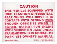 Decal, 72-78 GM A Body, Trunk, Posi-Traction Label