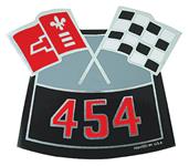 Decal, Air Cleaner, 1964-77 Chevelle & El Camino & Monte, 454 Crossed Flags