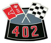 Decal, Air Cleaner, 1964-77 Chevelle & El Camino & Monte, 402 Crossed Flags