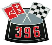 Decal, Air Cleaner, 1964-88 Chevelle & El Camino & Monte, 396 Crossed Flags