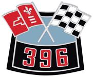 Emblem, Air Cleaner, 396 Cross Flags, Die-Cast