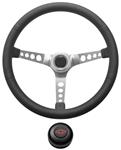 Steering Wheel Kit, 1967-69 Chevrolet, Retro w/Holes, Red Bowtie Cap, Black