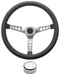Steering Wheel Kit, 1969-89 GM, Retro w/Holes, Plain Cap, Polished