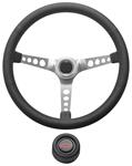 Steering Wheel Kit, 1969-88 Chevrolet, Retro w/Holes, Red Bowtie, Black, Hi-Rise