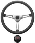 Steering Wheel Kit, 1967-69 Chevrolet, Retro w/Slots, Red Bowtie Cap, Black