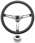 Steering Wheel Kit, 1969-89 GM, Retro w/Slots, Plain Cap, Black/Polished