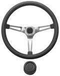 Steering Wheel Kit, 1969-89 GM, Retro w/Slots, Plain Cap, Black, Hi-Rise