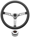Steering Wheel Kit, 1959-68 Pontiac, Retro w/Holes, Arrowhead Cap, Polished