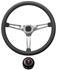 Steering Wheel Kit, 1959-68 Pontiac, Retro w/Slots, Pontiac Crest Cap, Black