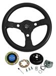 Steering Wheel Kit, Grant Formula GT, 1969-88 CH/EC/MC, Black w/Blue Bowtie Cap