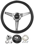Steering Wheel Kit, Grant Collectors, 1969-93 GM, Black w/Polished 3-Spoke