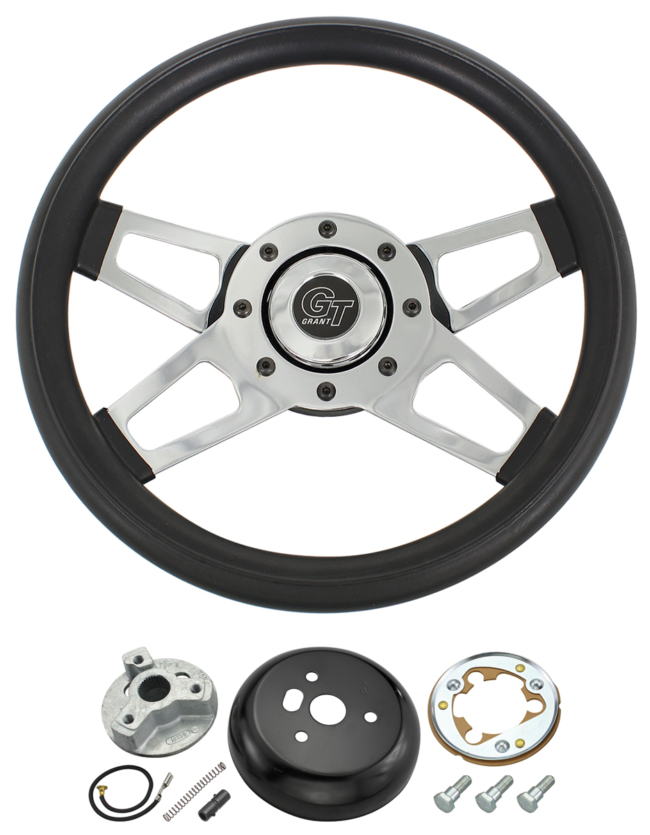 Steering Wheel Kit, Grant Challenger 4Spoke, 196988, Chrome