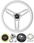 Steering Wheel, Grant Classic 5, 1969-88 Chevrolet, White w/ Red Bowtie Cap