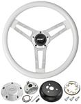 Steering Wheel, Grant Classic 5, 1969-88 Chevrolet, White w/ Billet Bowtie Cap