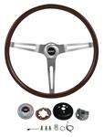 Steering Wheel Kit, Grant Classic Dk Mahogany, 1969+ Chev, Chrome Cap w/Bowtie
