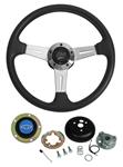 Steering Wheel Kit, Grant Elite GT, 1969-88 CH/EC/MC, Black w/ Blue Bowtie Cap