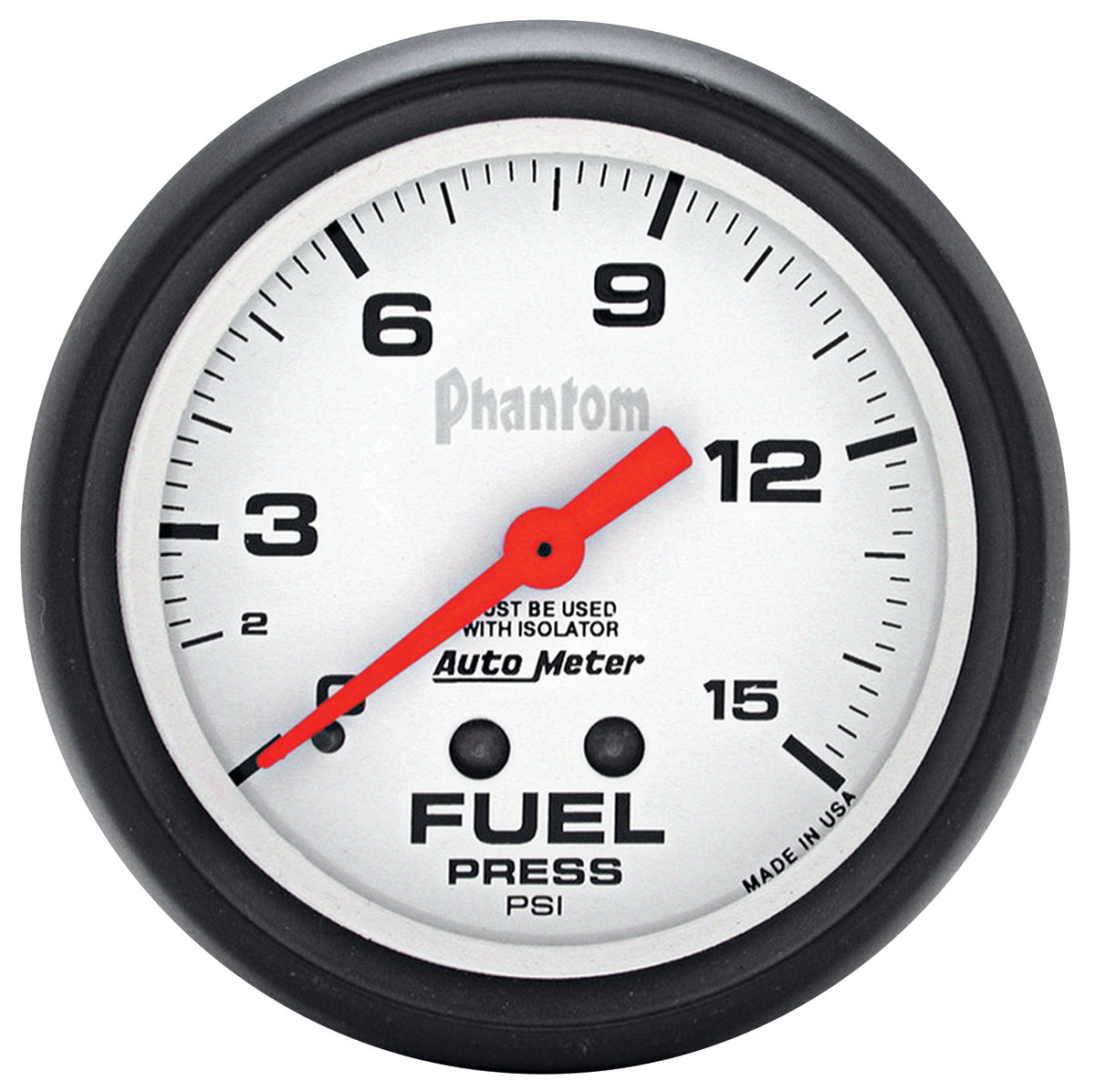 Autometer Gauge, Fuel Pressure, Auto Meter, Phantom, 25/8", 015PSI