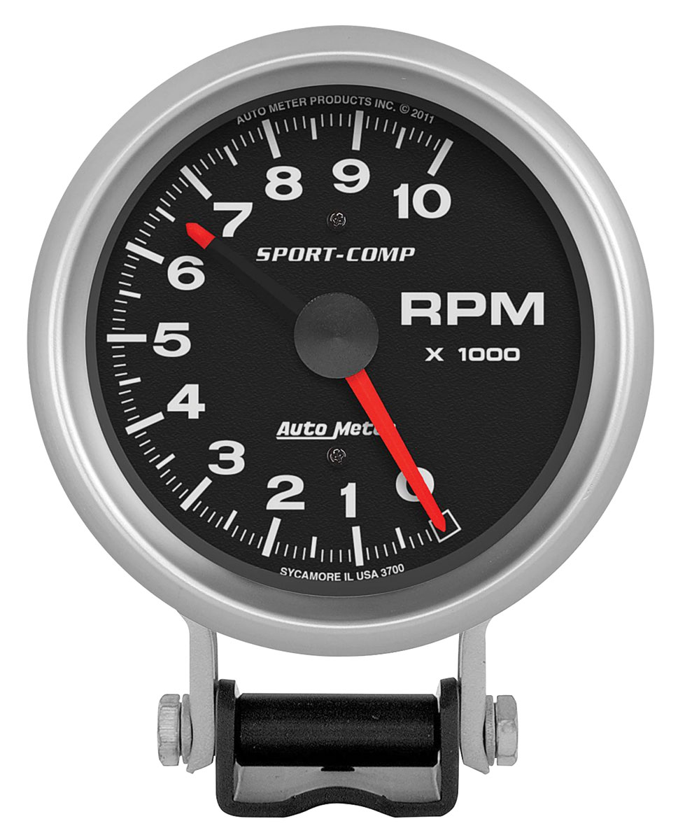 Gauge, Pedestal Tach, AutoMeter, 33/4", 10,000RPM, w/Red