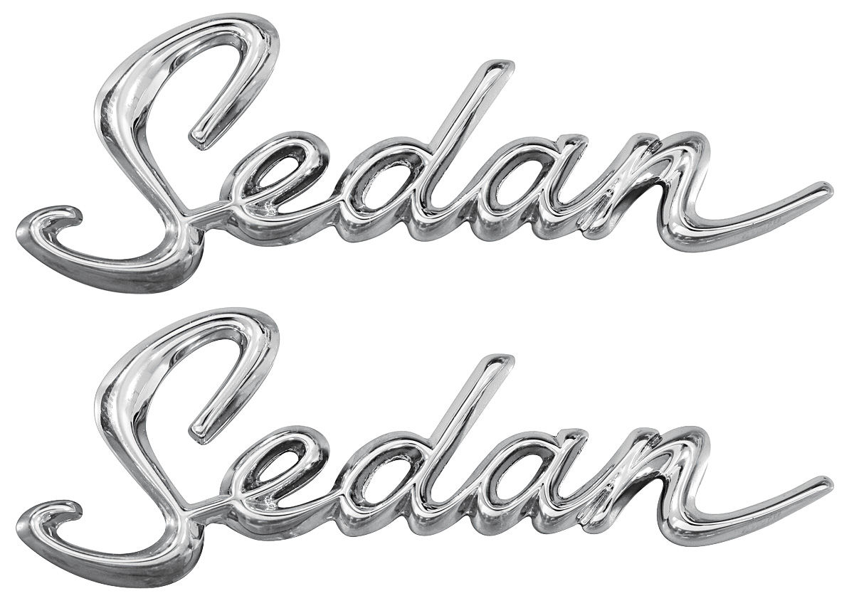 Emblem, Quarter Panel Script, 196364 Cadillac "Sedan", Pair