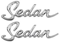 Emblem, Quarter Panel Script, 1963-64 Cadillac "Sedan", Pair