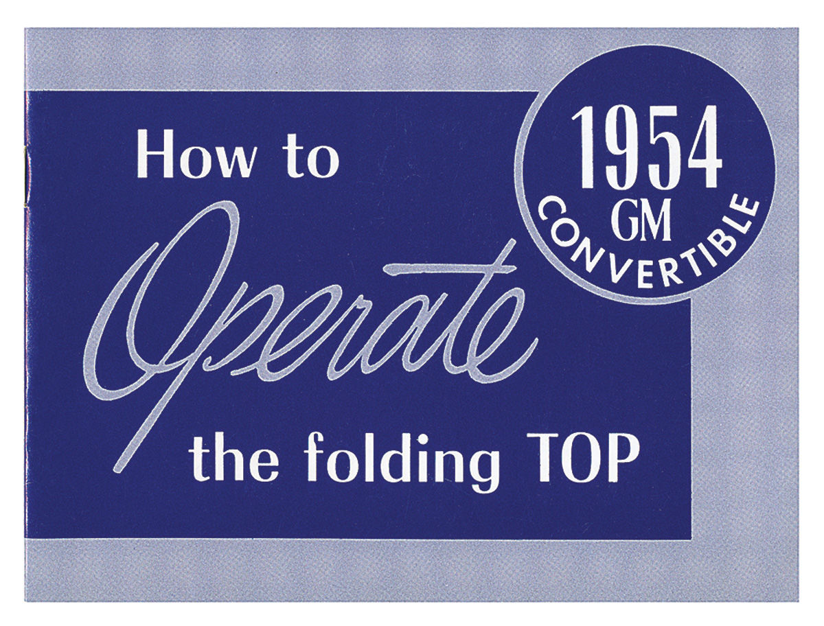 Operation Manual, Convertible Top, 1954 Cadillac
