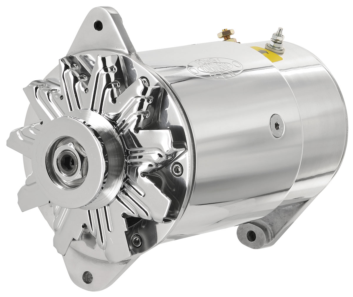 Alternator, PowerGen, 195462 GM Car, Polished, Long Housing, w/Lamp Lug