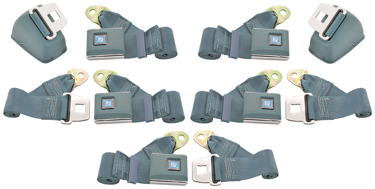 Seat Belts, 196872 ABody, GM Buckle, Retractable Front, w/3 Rear Lap