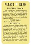 Tag, 54-59 Cadillac, Instruction, Electric Clock
