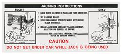 Decal, 69 Cadillac, Trunk, Jacking Instruction