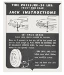 Decal, 56 Cadillac, Trunk, Jacking Instruction