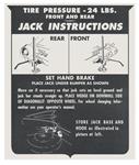 Decal, 59-60 Cadillac, Trunk, Jacking Instruction