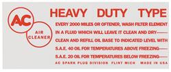 Decal, Air Cleaner Service, 1957 Cadillac, Red