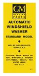 Decal, Washer Bottle Bracket, 1956-60 Cadillac/Pontiac, GM # 6472