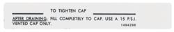 Decal, Radiator Cap Instructions, 1970 Cadillac, GM # 1494296