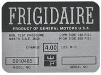 Decal, AC Compressor, 1963-64 Cadillac, Warning, Frigidaire