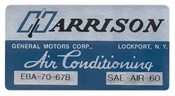Decal, 67 GM, Evaporator Box, Harrison Air Conditioning, EBA7067B