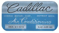 Decal, 67-70 Cadillac, Evaporator Box, Harrison Air Conditioning, EBA3167B