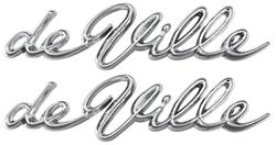 Emblem, Quarter Panel Script, 1963-64 Cadillac "DeVille", Pair